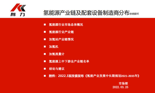 氢能源产业链及配套设备制造商调研报告